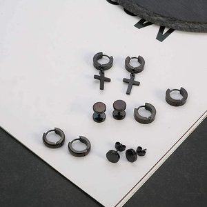 9 Pairs Stainless Steel Hoop Earrings